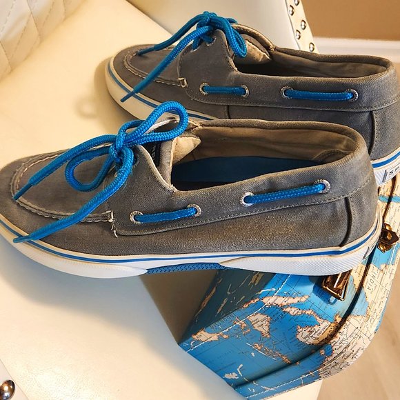 Men's Sperry Top Sider Grey/White Denim Washed Sneakers. Size 9.Good Condition - Picture 9 of 16